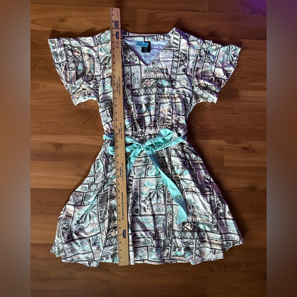 Disney Multi-Color Tropical Print Dress with Mint Belt - Picture 3 of 9